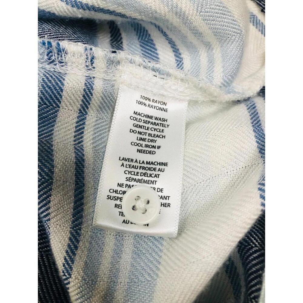Beach Lunch Lounge Womens Blue White Stripe Short Sleeve Button Up Shirt Soft M - Picture 7 of 9